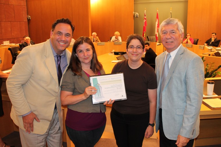 L to R: Councillor Dan Glenn-Graham, Chair Laura McBride, Nadia Ursacki & Mayor Carl Zehr
